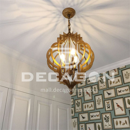 American style chandelier wrought iron lamp hollow bedroom dining room lamp corridor aisle entrance chandelier-WX-9138